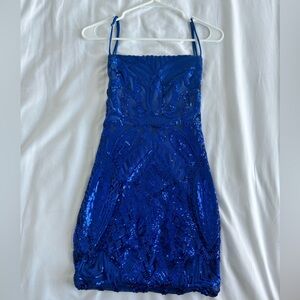 Lucy in the Sky Sequin Dress in Royal Blue